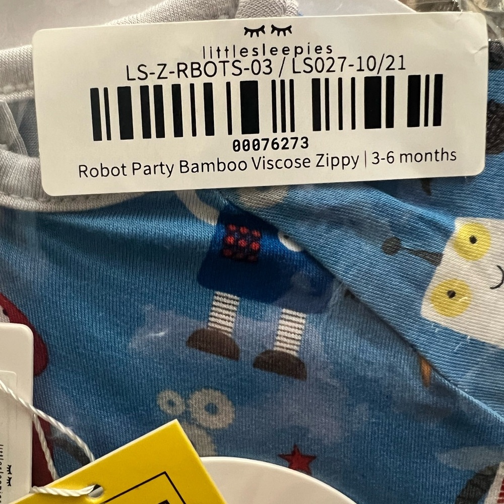 Little Sleepies Blue Robot Party Bamboo Zippy Pajamas NWT Size Baby 3 - 6 Months - Picture 5 of 7